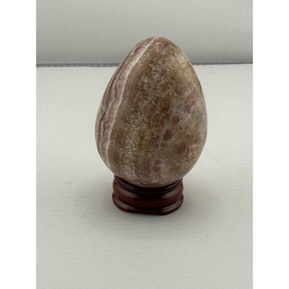 Stunning Banded Agate Onyx Egg Crystal Formations W/ Stand 2.5" Cream Browns - Picture 5 of 9
